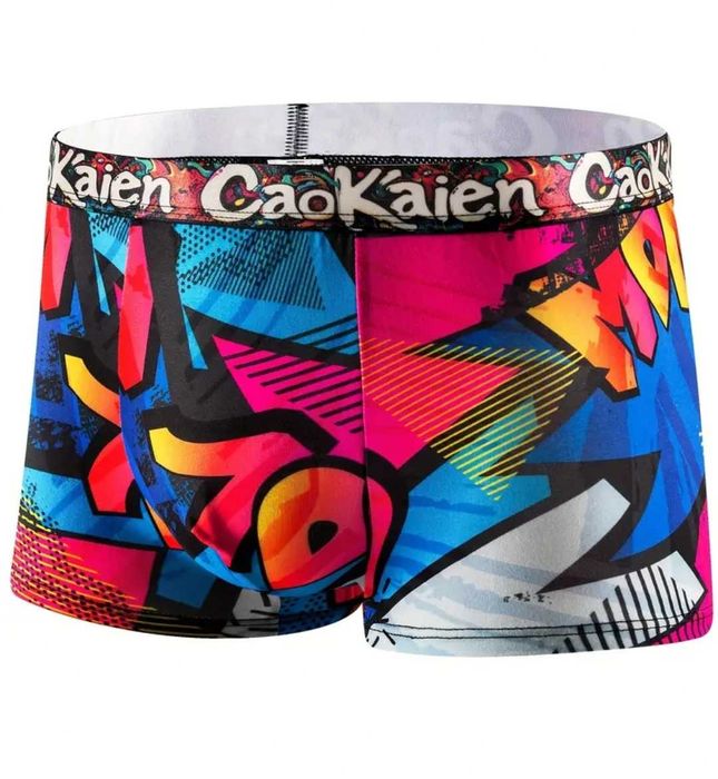 Kolorowe bokserki męskie z motywem graffiti L