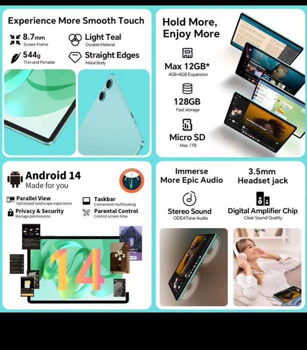 Tablet 6GB+6GB/128 GB android 14,10,1 polegadas novo na caixa. GPS