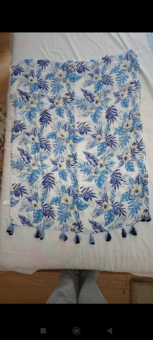 Echarpe tons de azul e branco