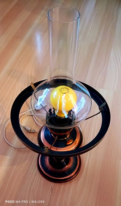 Lampa vintage stołowa PRL stylizowana na naftową