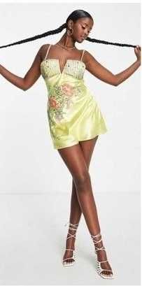 Sukienka XS mini impreza satyna cekiny Design Petite karnawał