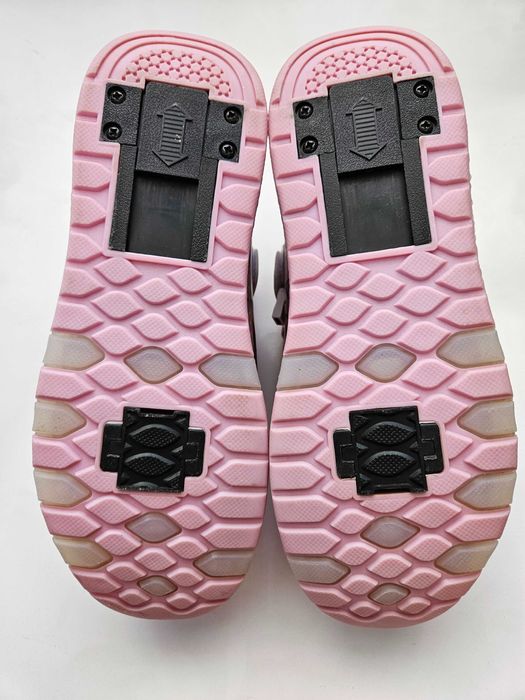 Роликові кросівки з LED-підсвіткою, рожеві на 2 колесах