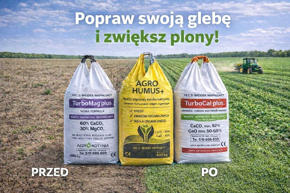 Wapno granulowane Turbocal oraz magnezowe Czarna Kreda 06a