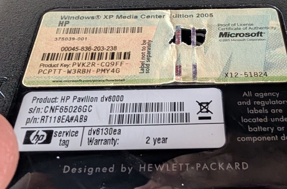 Portátil hp com 20 anos