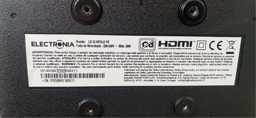 Televisão 32” Com comando 80€