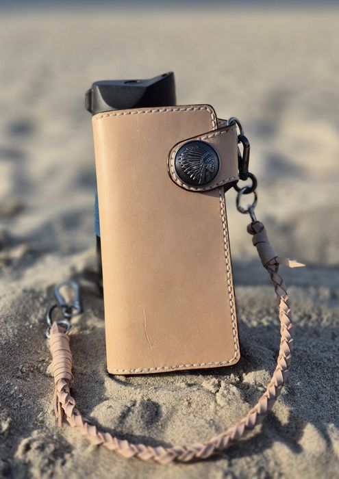 Portfel ręcznie wykonany ze skóry naturalnej motocyklowy Biker Wallet