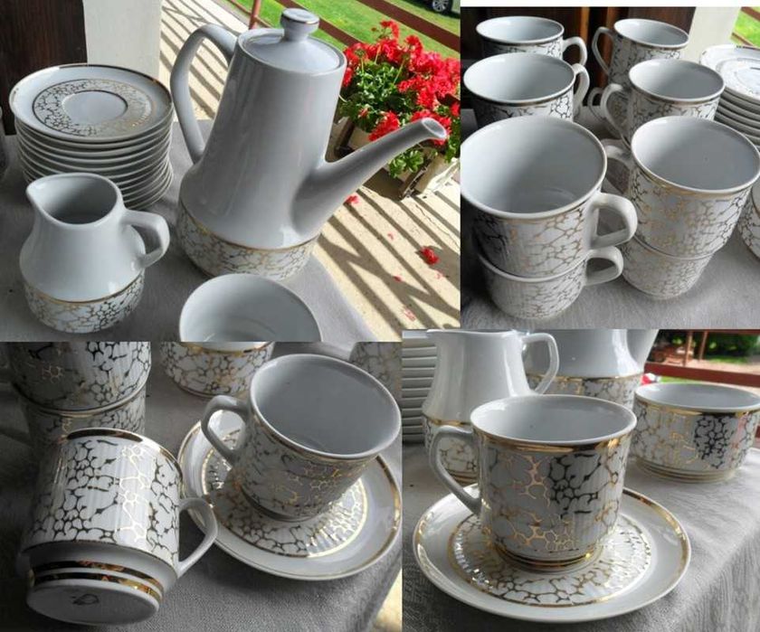 Serwisy Chodzież biało-złoty fason Roman marmurek 2 w 1