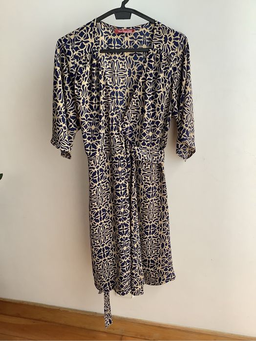 Vestido traçado azul / beje novo