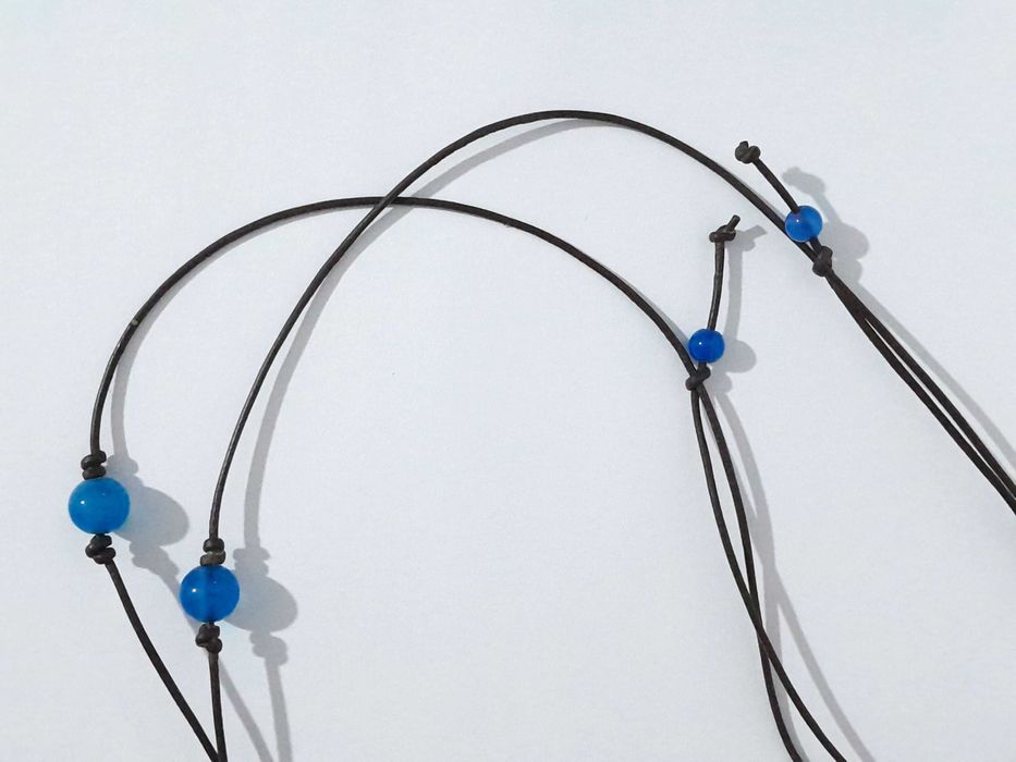 Colar comprido com ágata azul Stone by Stone (c/ ajuste para médio)