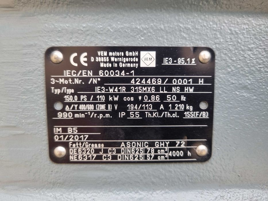 Silnik Elektryczny VEM 110kw 990/min