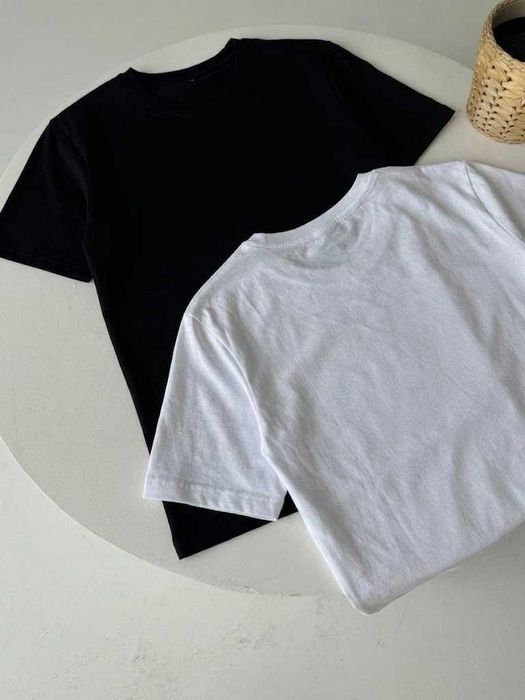 Чорні та Білі Футболки Однотонні | Чистий Хлопок 100% | Нoві (XS–XXL)
