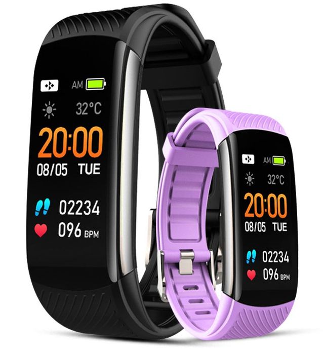 smartwatch giewont czarno jasnofioletowy 2 paski gw200-8