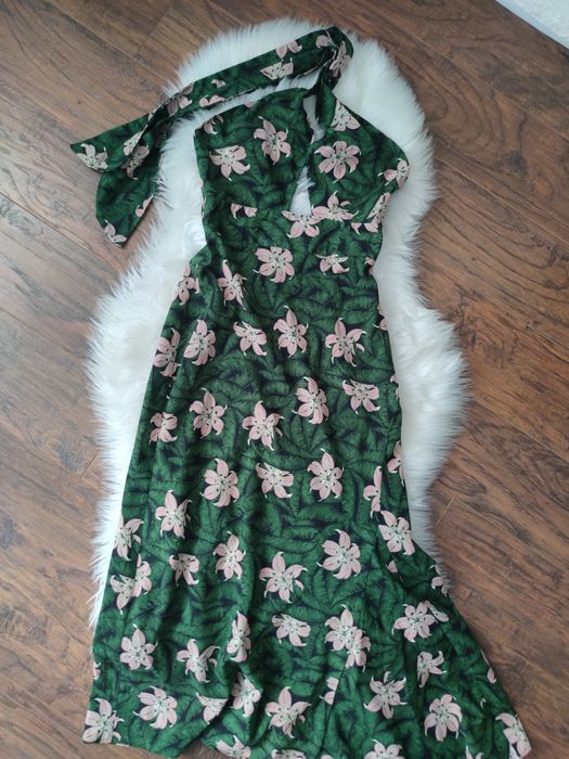 Topshop maxi sukienka bloggerka letni design wiązana na szyi 
Rozmiar