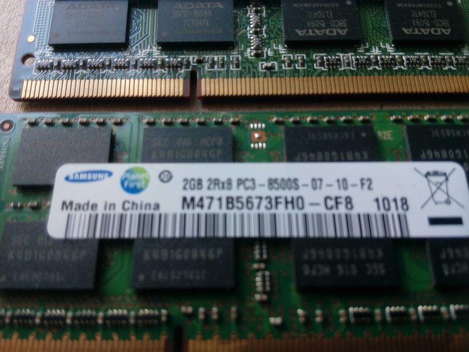 DDR3 2GB 1.5V 1Rx8 / 2Rx8 800mHz SO-DIMM, Samsung, ADATA Micron- 1GB