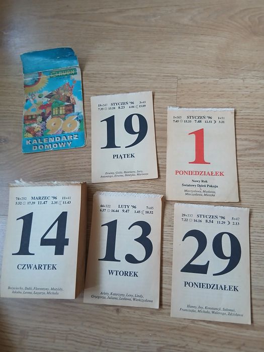 Kartka.z.kalendarza 1996 30 lat minęło urodziny rocznica