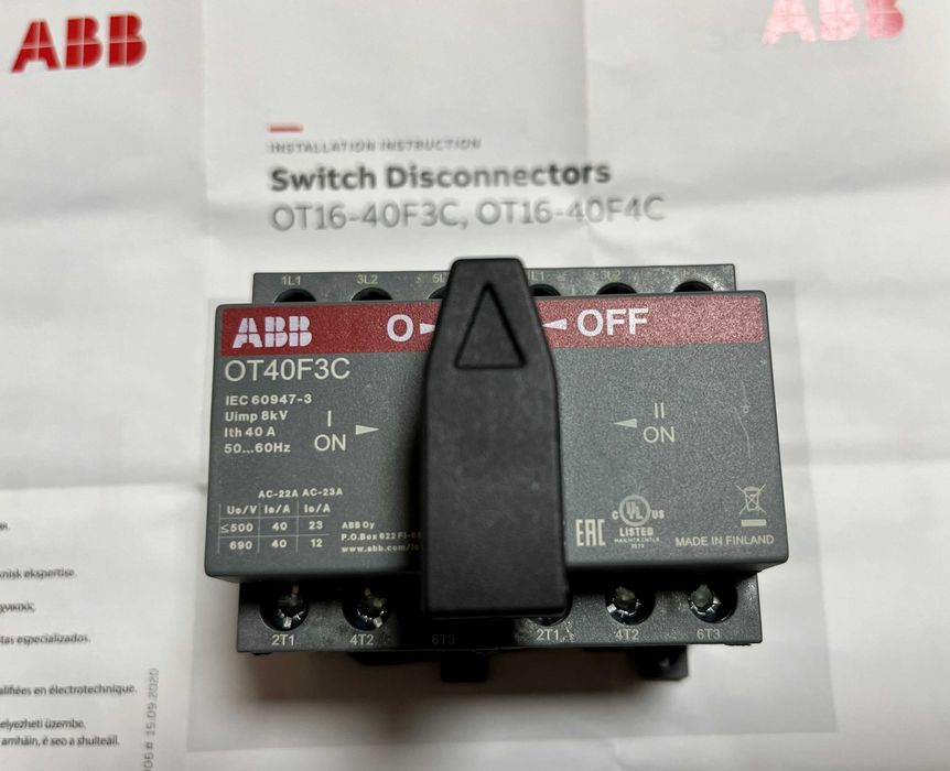 Перемикач навантаження ABB OT40F3C 3P 40A під навантаженням