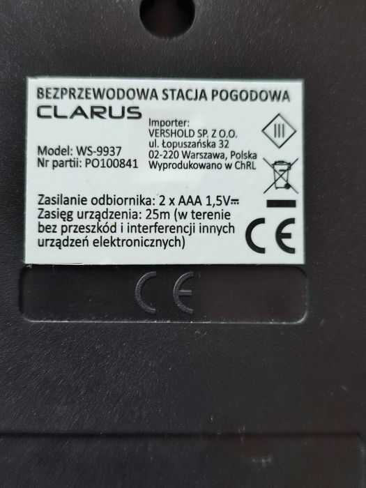 Bezprzewodowa Stacja pogody CLARUS WS-9937