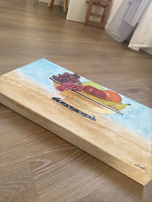 Quadro Original Pintado à Mão – Natureza Morta com Frutas