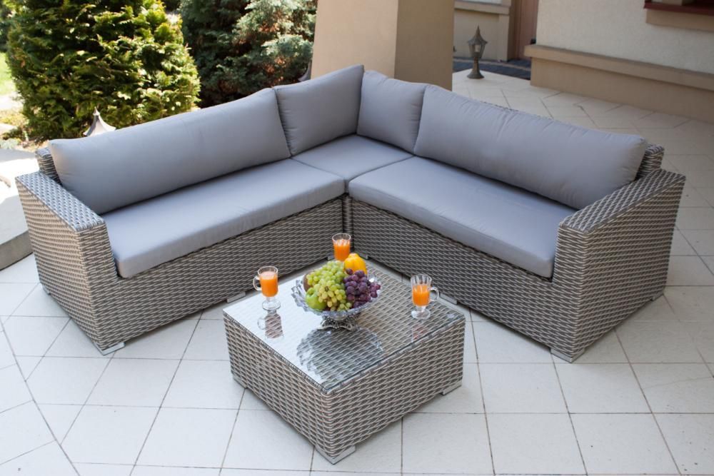 Zestaw meble ogrodowe technorattan  narożnik szary LUCIO