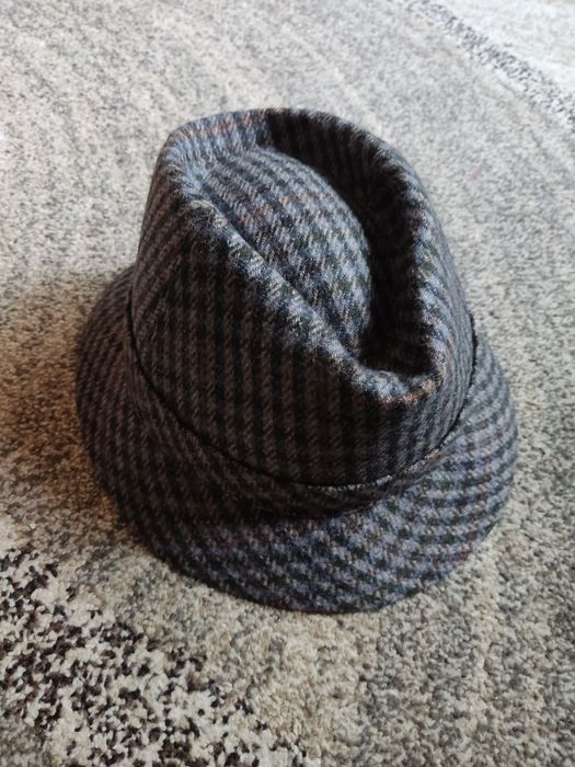 Kapelusz retro Elegant PRL kratka wełna