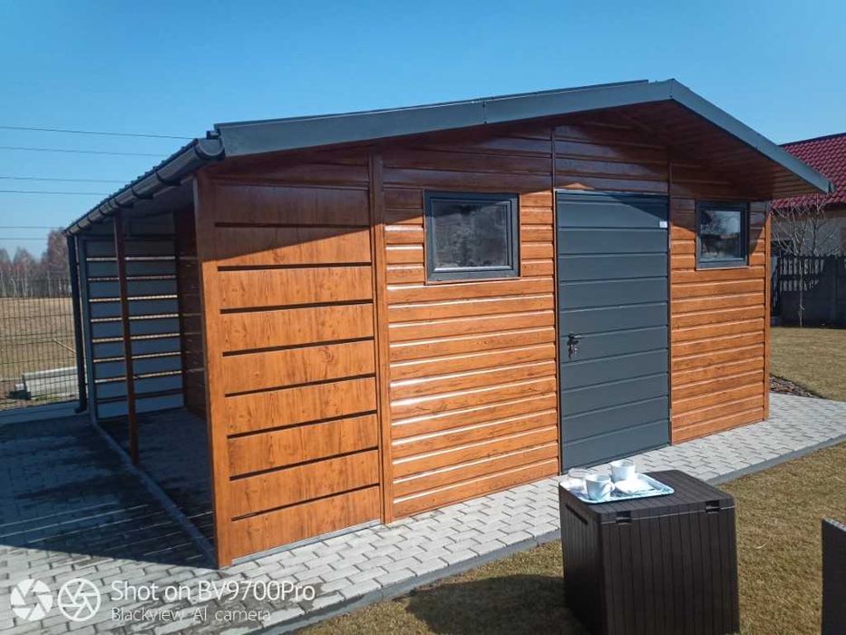 domek ogrodowy narzędziowy  z wiatą zadaszeniem 500x500 podbitka