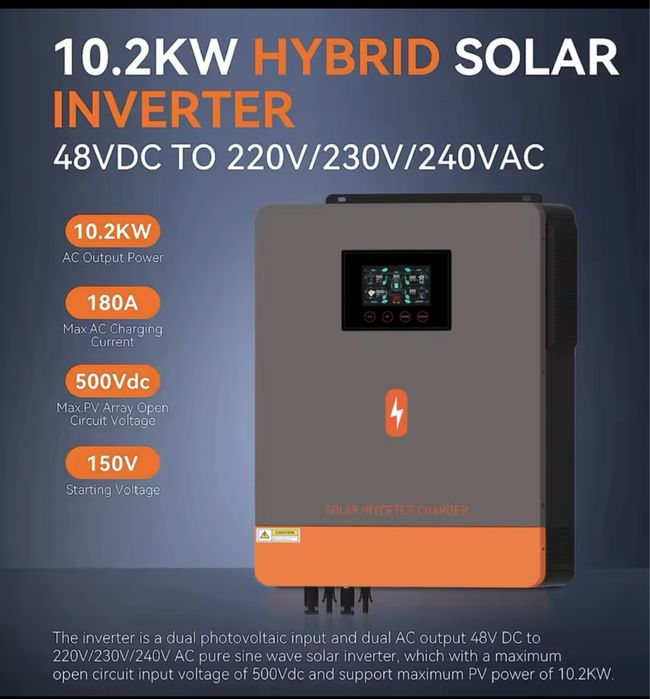 Інвертор сонячної енергії 10,2 кВт 2MPPT 48 В 230