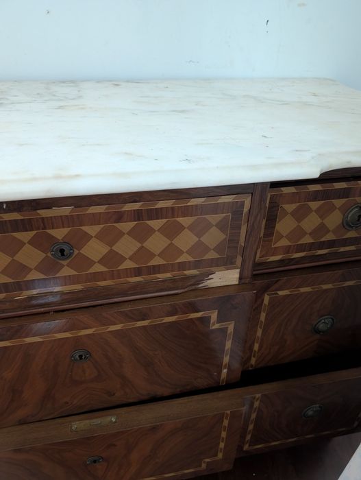 Cómoda Estilo Neoclássico D. Maria com Marchetaria e Mármore