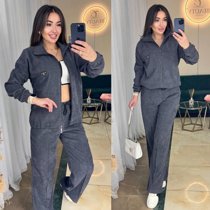 ‼️ Вельветовий костюм з палаццо. ОПТ та роздріб. Р: 42-44,46-48,50-52