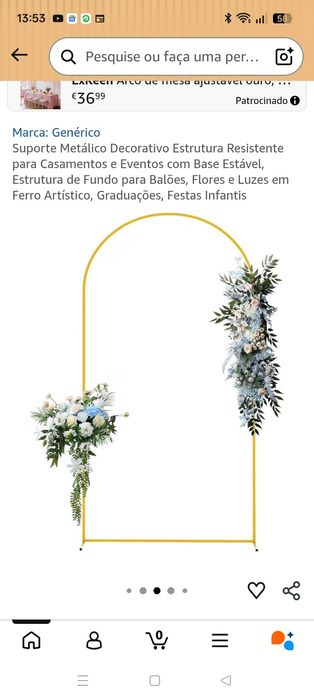 Suporte de Fundo em Arco Metálico para Decoração de Eventos (180cm x 80cm)