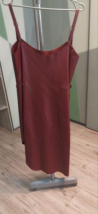 Кожаный сарафан-платье