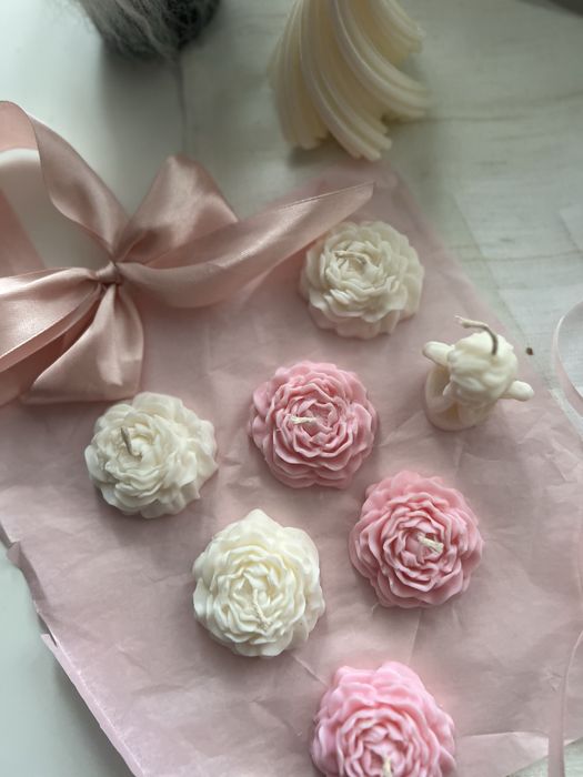 Свічки міні піони з соєвого віску