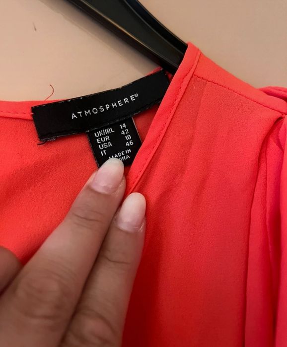 Letnia bluzka Atmosphere 40 L bufki rękawy koral czerwień