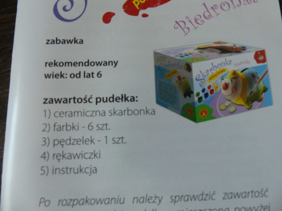 Skarbonka ceramiczna Biedronka do malowania 6 farb nowa