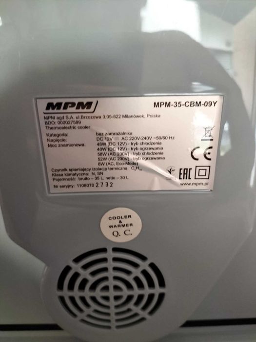 Chłodziarka turystyczna MPM-35-CBM-09Y A++ 30 l