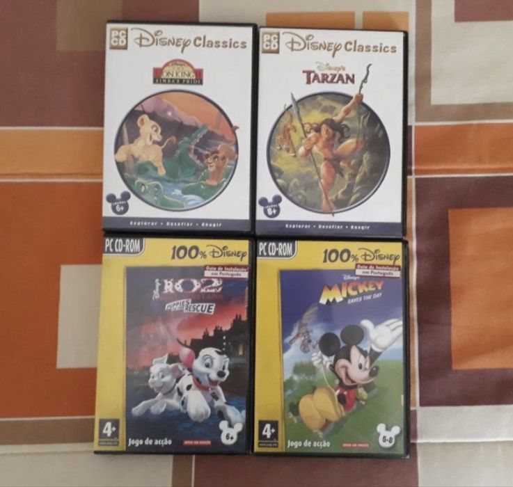 Jogos de PC variados, incluindo Noddy e Disney