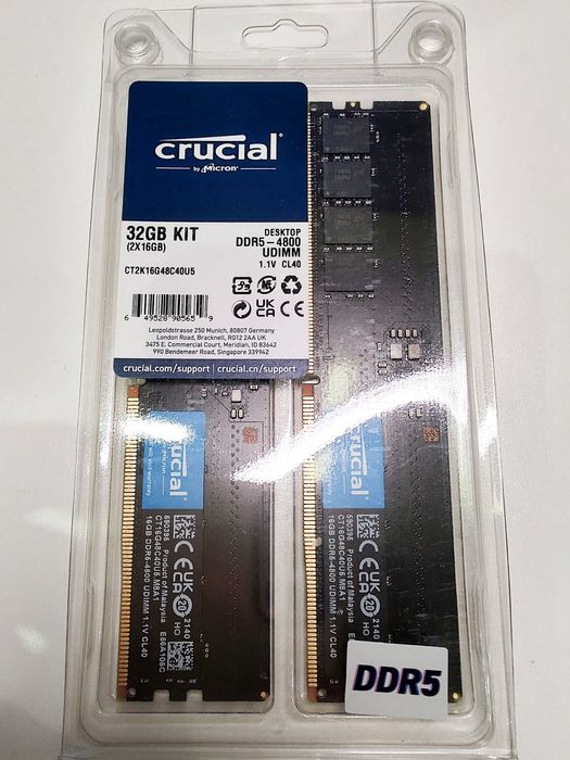 Оперативная память Crucial DIMM Kit 32GB, DDR5-4800 (CT2K16G48C40U5)