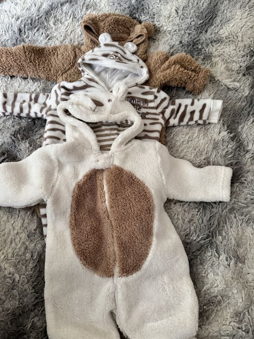 3x pajacyki niemowlęce 0-3 m, plusz „miś", zestaw