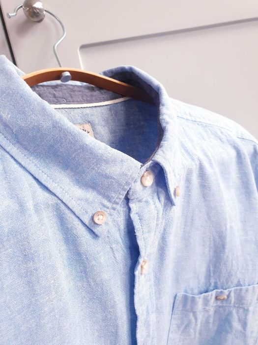 Niebieska lniana koszula męska Next 2XL