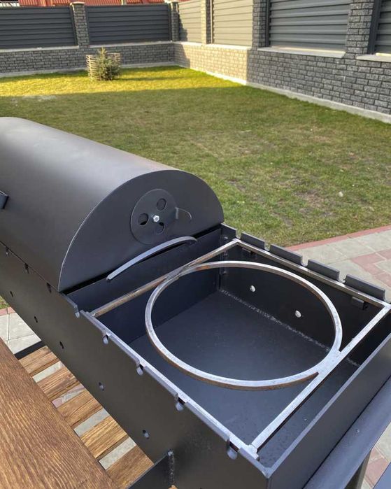 Пересувний мангал гриль з кришкою для барбекю метал 5 мм ПОСИЛЕНИЙ