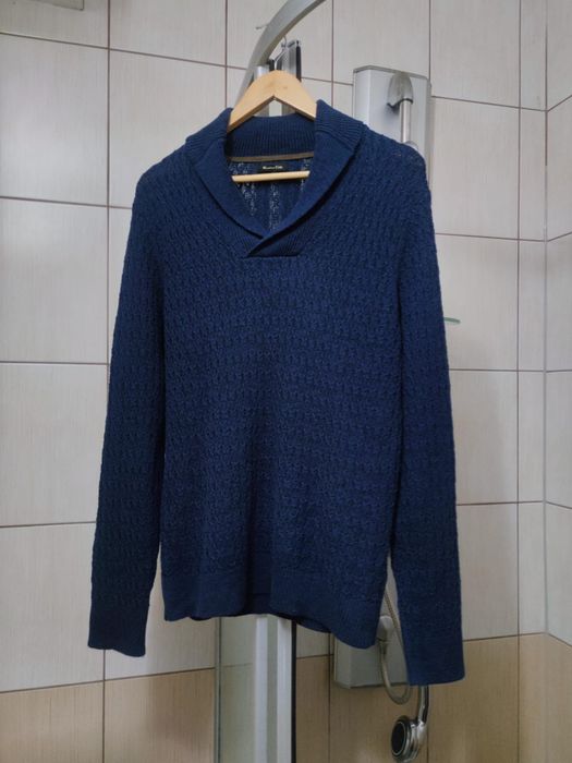 męski sweter L Massimo Dutti kolor granatowym ciemny niebieski fason t