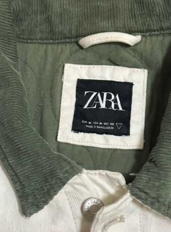 ZARA белая джинсовая куртка хаки вельвет