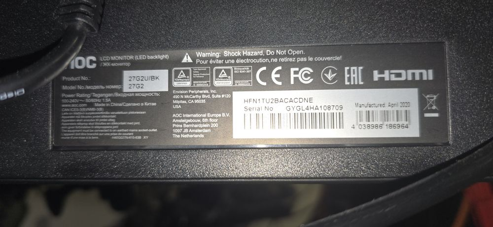 Troca 3 monitores de 27 polegadas AOC 27G2U/BK 144hz 1080p