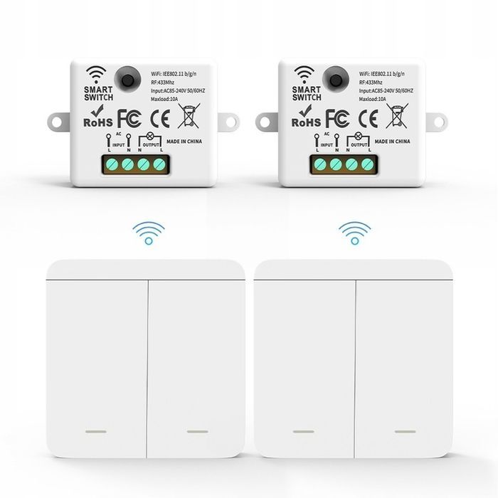 bezprzewodowy włącznik światła z 2 odbiornikiem rf 433 mhz 10 a