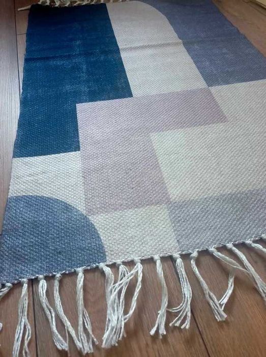 Dywan do domu z frędzlami dywanik geometryczny