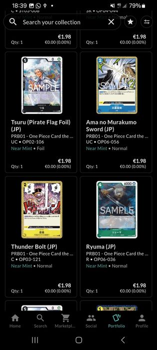 Cartas em japonês da expansão The Best de One Piece