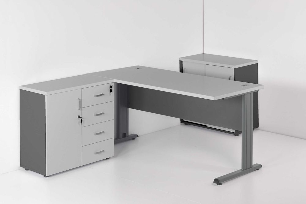 Biurko i dwie szafki kolor popiel i antracyt, meble od producenta