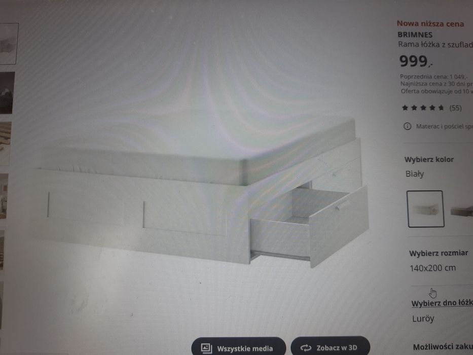 Łóżko brymnes 140 x 200 ikea