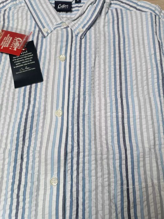 Koszula krótki rękaw kołnierzyk kieszonka prążek 'Cotton Traders' M
