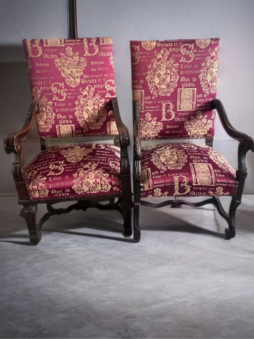 XIX-XXwiek  Para foteli w stylu angielskim - do gabinetu , kancelarii