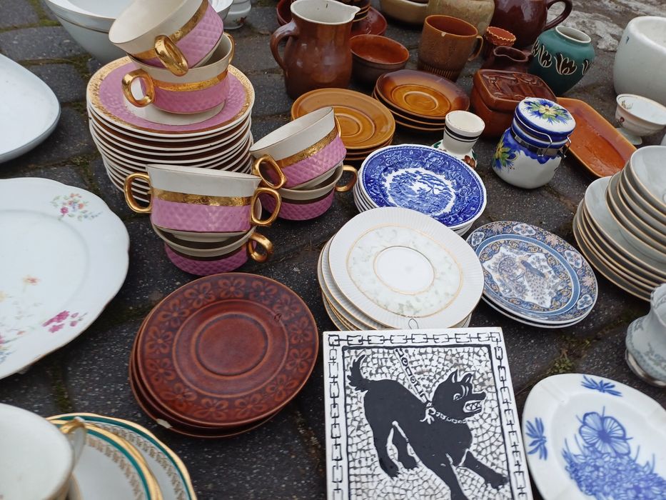 Talerze wazony ceramika porcelana zastawa porcelit PRL filiżanki dzban